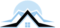A black and white logo of a house with mountains in the background from Washington Roofing Services near Arlington WA